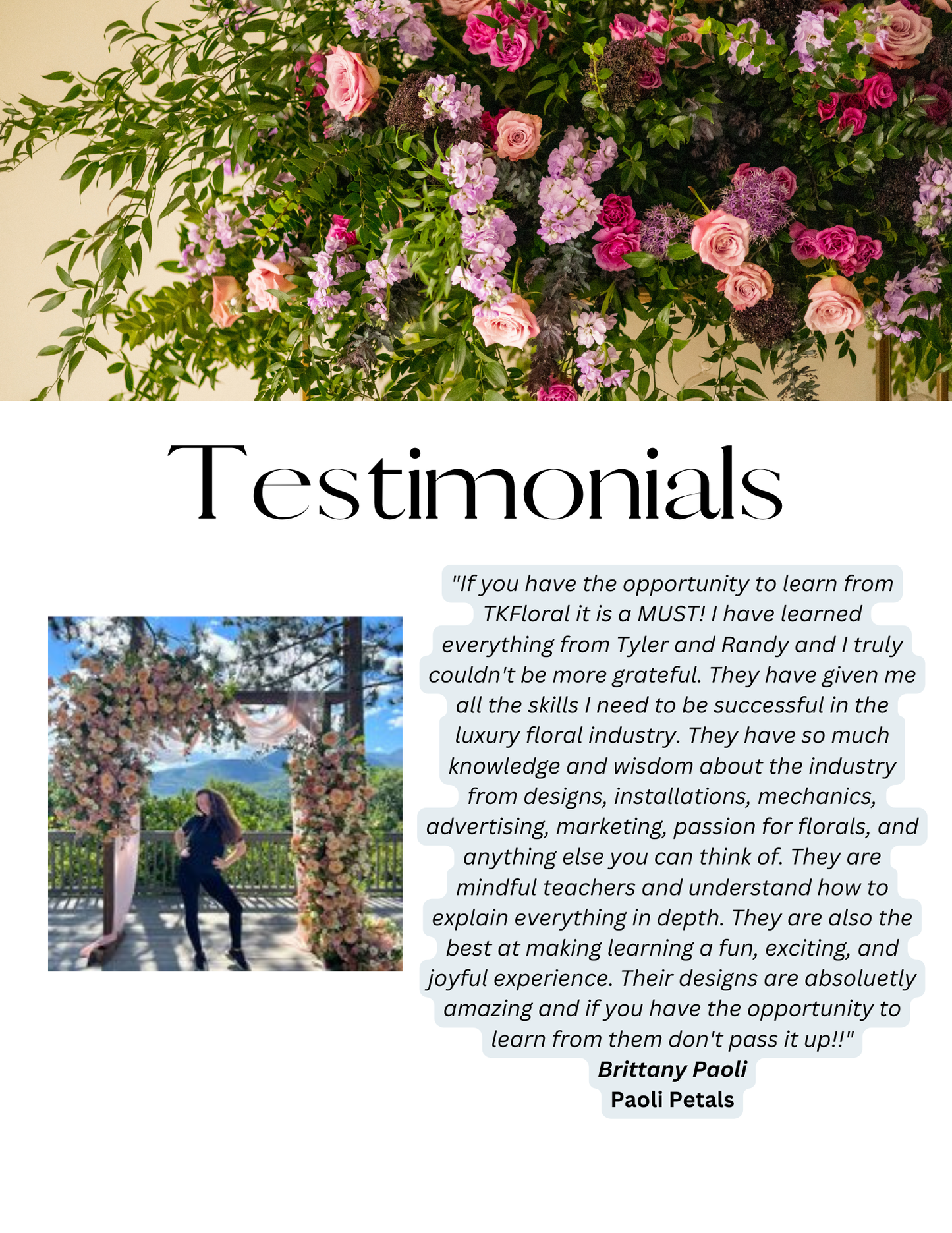 TK Floral Designs Mentorship Program- 3 Months Program