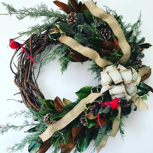 Cardinal Heaven Grapevine Wreath TK Floral Designs